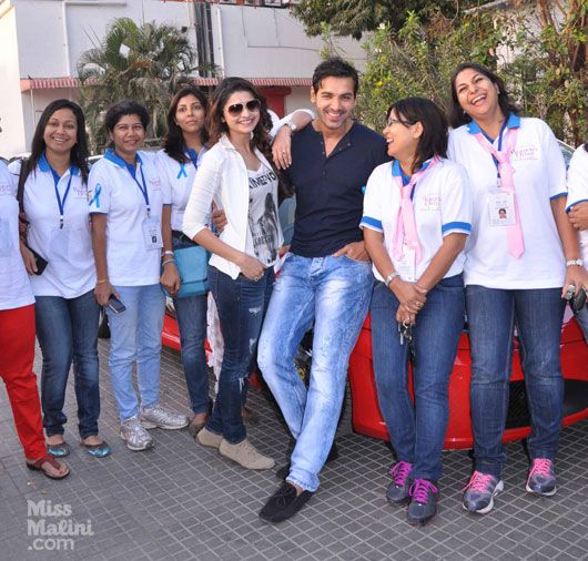 John Abraham and Prachi Desai with the drivers