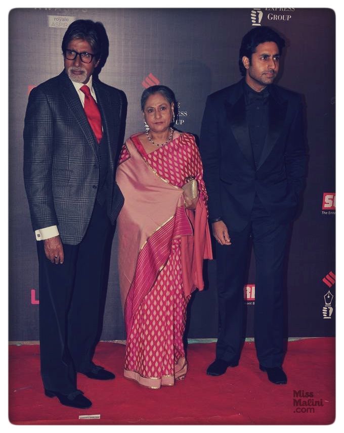 Amitabh, Jaya and Abhishek Bachchan at the 20th Annual Life OK Screen Awards on January 14, 2014