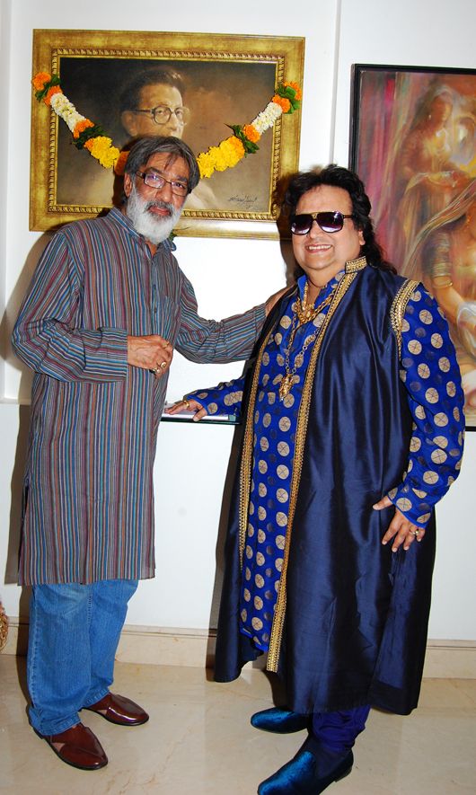 Bappi Lahiri Upstages Paintings at Art Exhibition by Prithvi Soni