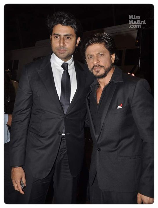 Abhishek Bachchan and Shah Rukh Khan at the Umang 2014 show on January 18, 2014