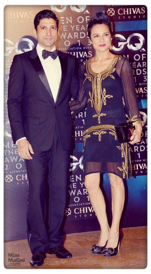 Farhan Akhtar with wife Adhuna at the 2013 GQ Men of the Year Awards on September 29, 2013 (Photo courtesy | Yogen Shah)