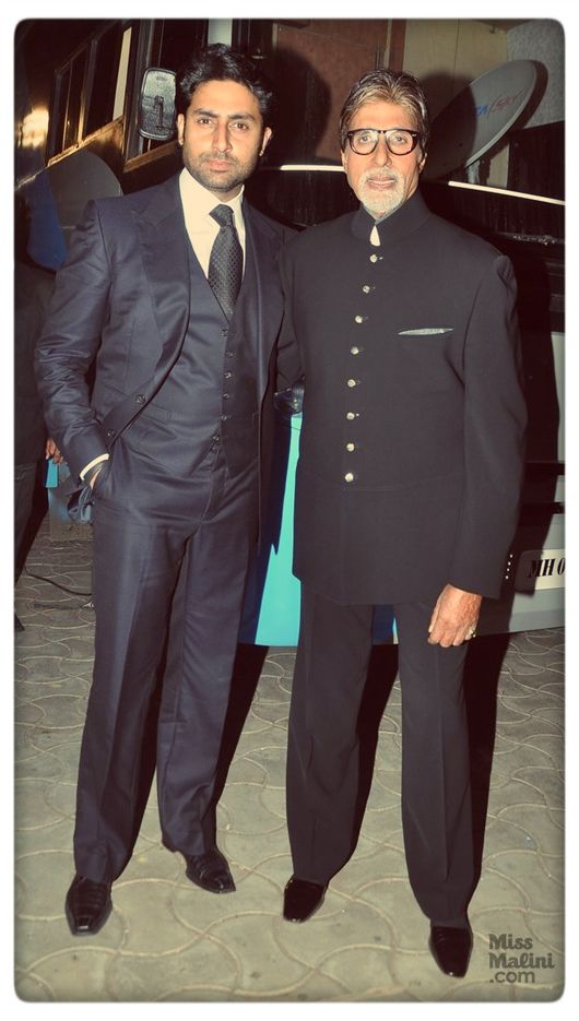 Abhishek and Amitabh Bachchan at the 9th Renault Star Guild Awards held in Mumbai on January 16, 2014