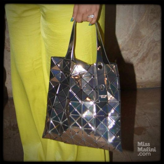 Rani Mukerji carrying the The ‘Bilbao Prism Platinum Tote’ from Issey Miyake’s 'Bao Bao' collection to the "Ship of Theseus" screening on July 16, 2013 (Photo courtesy | Yogen Shah)