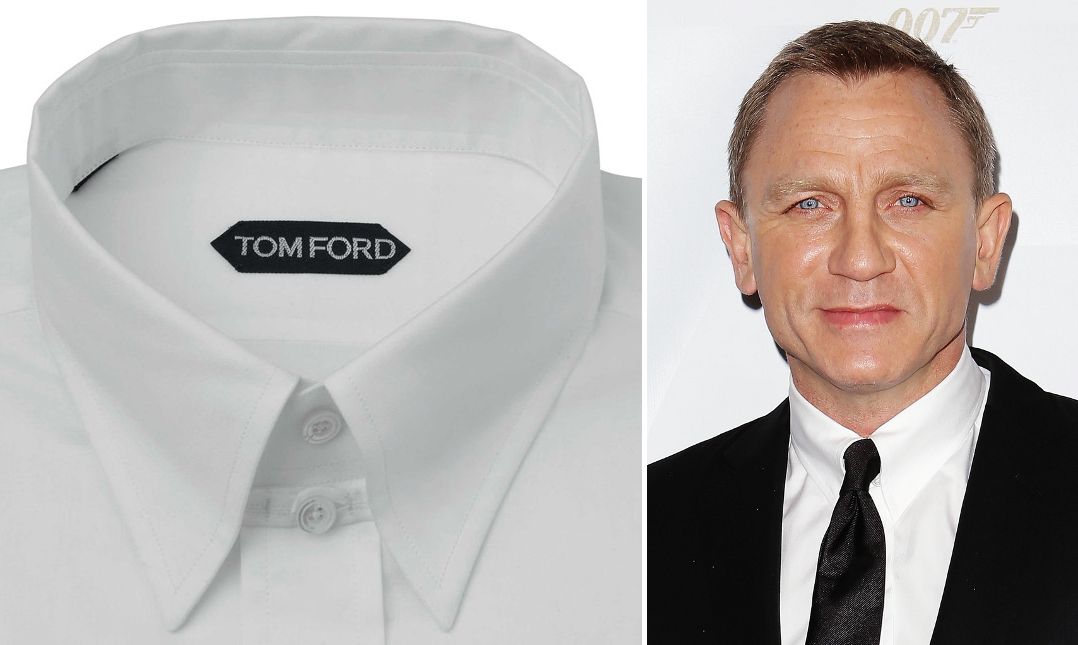 Daniel Craig wearing a Tom Ford tab collar shirt