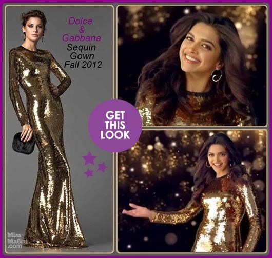 Get This Look: Deepika Padukone in Sparkling Gold Dolce & Gabbana