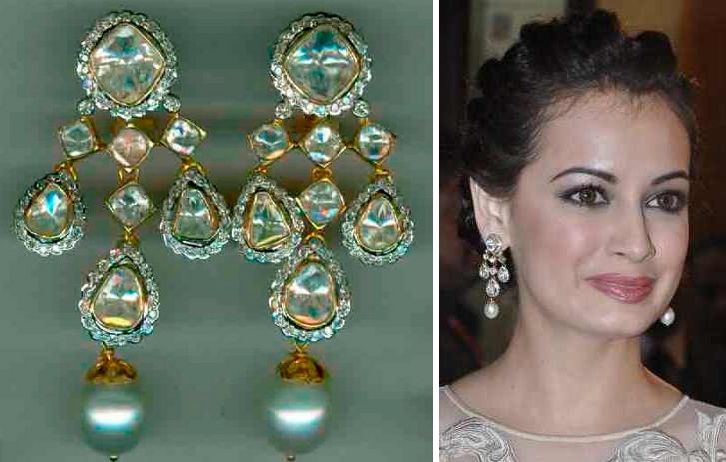 Dia Mirza in Amrapali yellow gold polki earrings at the 58th Annual Filmfare Awards (Photo courtesy | Amrapali)