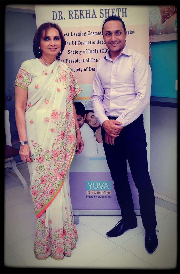 Dr Rekha Sheth with Rahul Bose at the cocktail evening to celebrate Dr Rekha Sheth's MARIA DURAN Lectureship Award