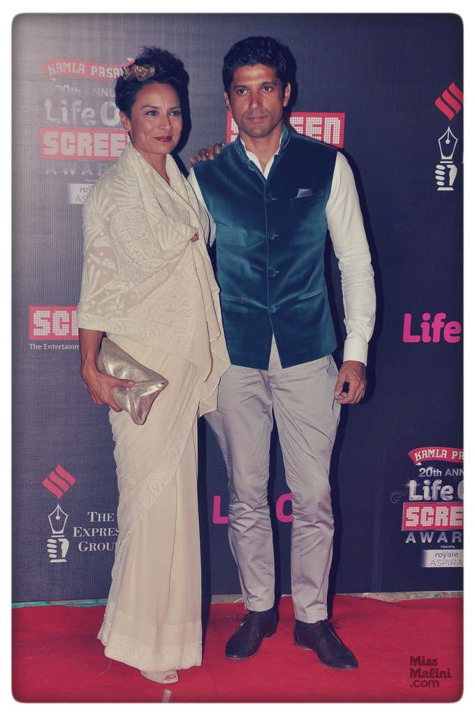 Adhuna and Farhan Akhtar at the 20th Annual Life OK Screen Awards on January 14, 2014