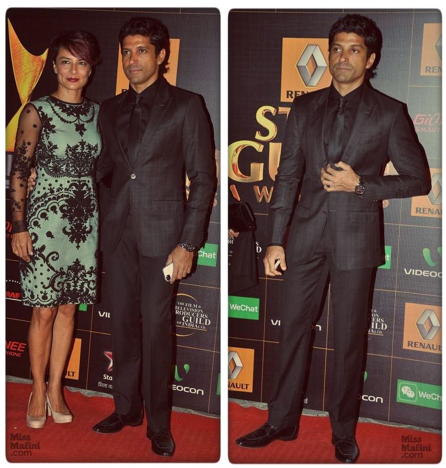 Adhuna and Farhan Akhtar at the 9th Renault Star Guild Awards held in Mumbai on January 16, 2014