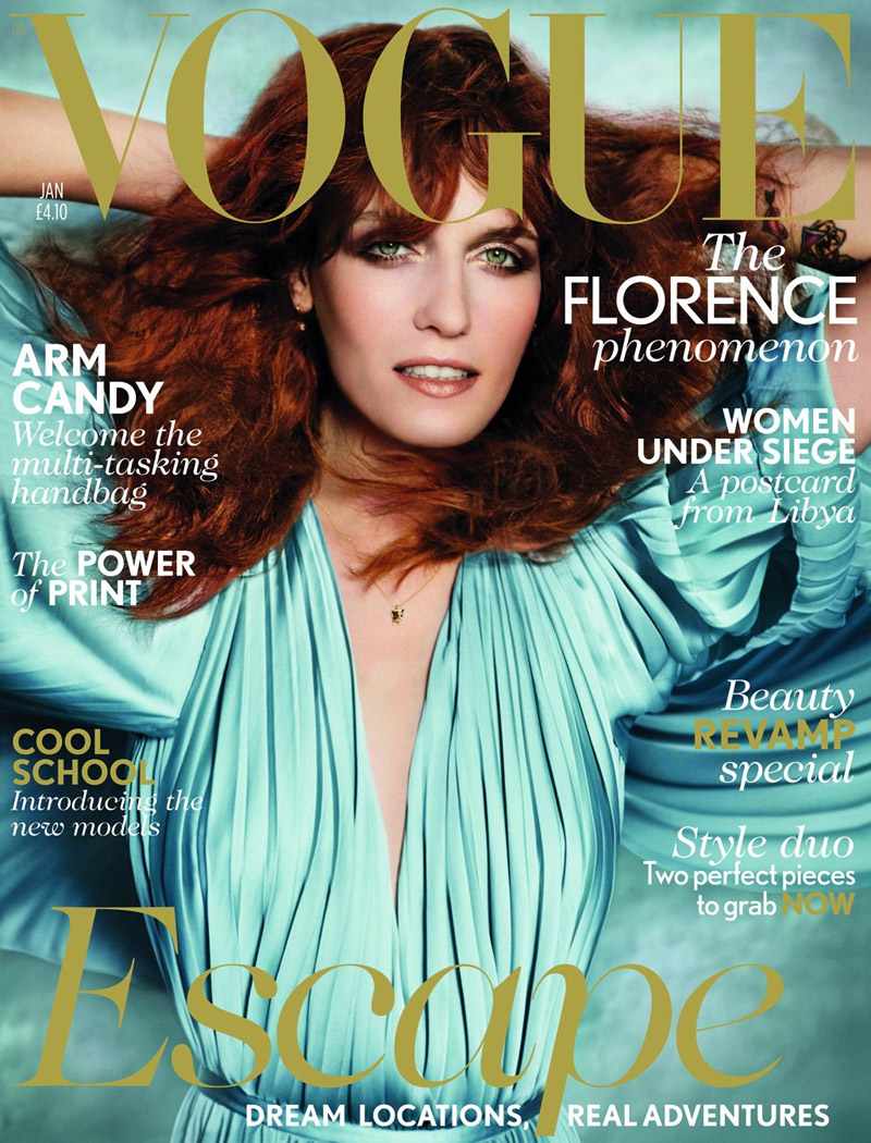 Florence Welch on the cover of British Vogue's January 2012 issue