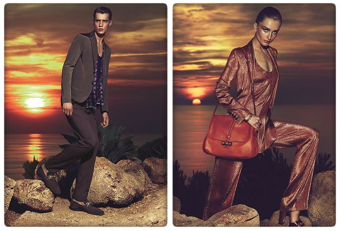 Gucci's Cruise 2013 print campaign feat. models Andrea Diaconu & Adrien Sahores