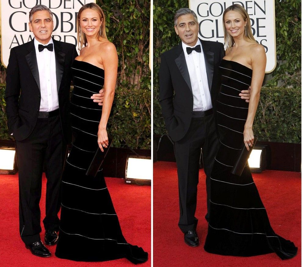 George Clooney, in Giorgio Armani, and Stacy Keibler athe 70th Annual Golden Globe Awards