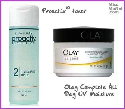Proactiv® toner and Olay Complete All Day UV Moisture