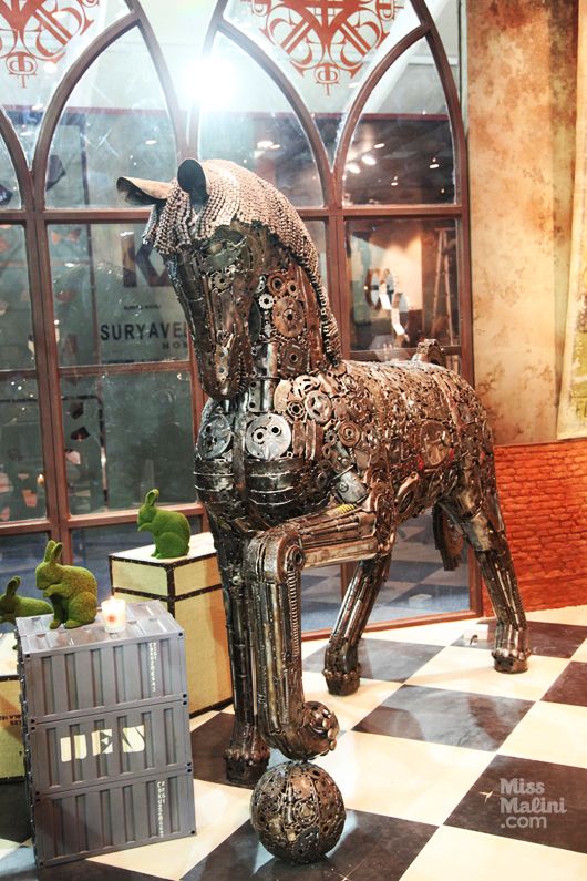 Horse statue made from scrapped metal exhibited by The Charcoal Project