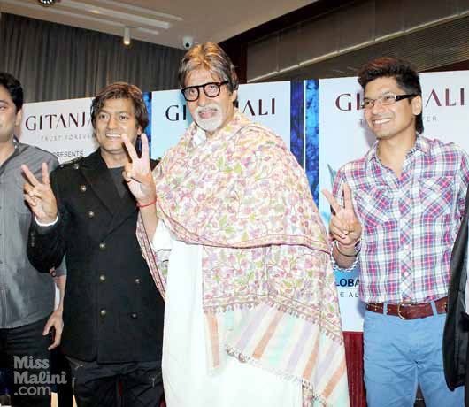 Aadesh Srivastava with Amitabh Bachchan and Shaan