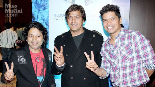 Aadesh Srivastava with Kailash Kher and Shaan