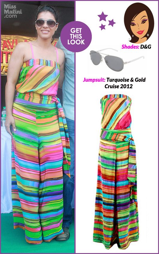 Get This Look: It’s Rainbow Hues for Kajol in Turquoise & Gold
