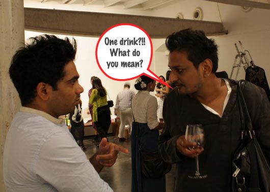 Designers, Nimish Shah and Anand Kabra: enjoying the wine or discussing something serious?