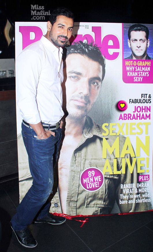 Sexiest Man Alive 2012 John Abraham next to the latest cover of People Magazine