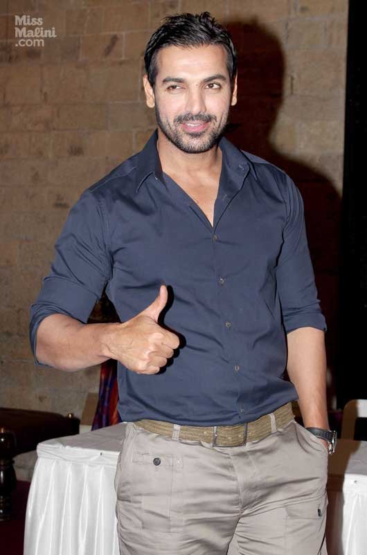 MUMBAI, INDIA - MARCH 05: Bollywood actor John Abraham at a promotional  event in Mumbai on Tuesday
