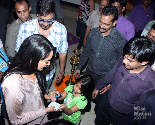 Spotted: Ajay Devgn & Sonakshi Sinha Celebrate Diwali at Fame Adlabs Cinema