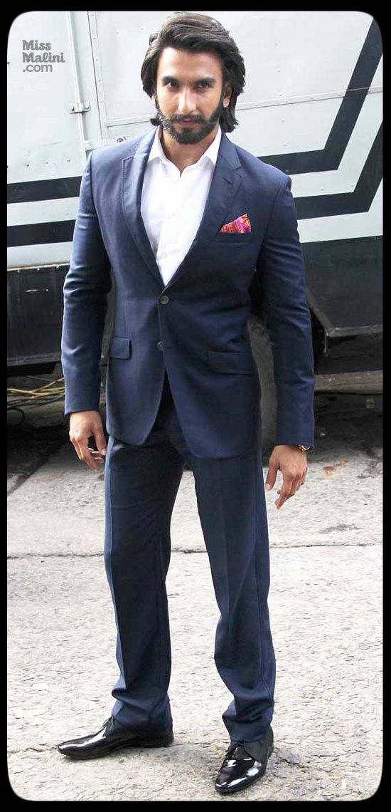 Ranveer Singh in Paul Smith suit and Etro pocket square at Jhalak Dikhla Jaa (Photo courtesy | Yogen Shah)