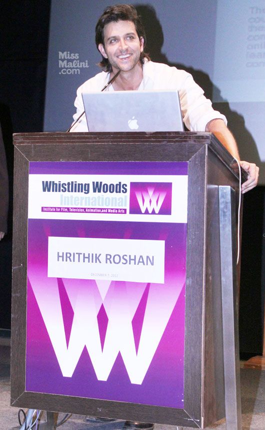 Hrithik Roshan at Whistling Woods International Masterclass & launch of Whistling Woods International Virtual Academy on December 7, 2012