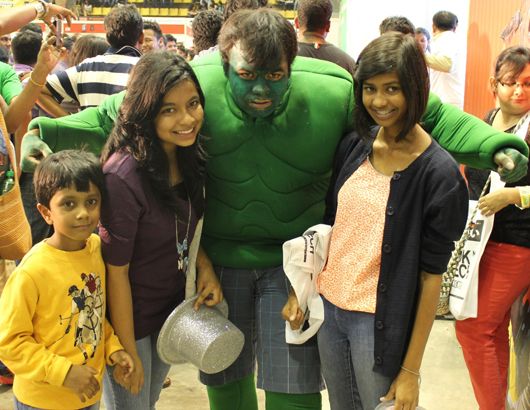 The Hulk with fans