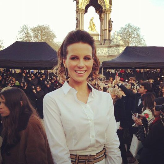 Kate Beckinsale (photo courtesy |Burberry Twitter)