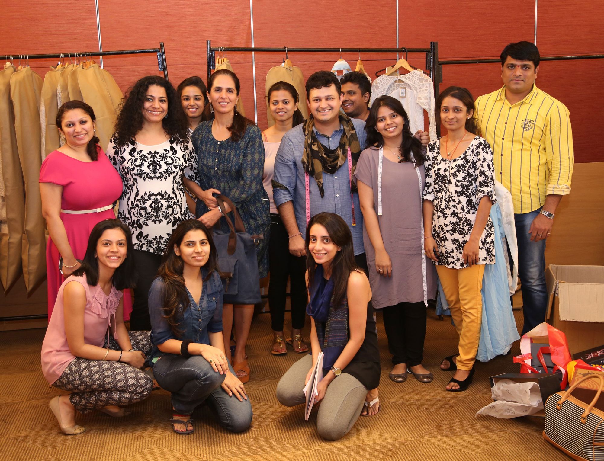 With her team post fittings  | Photo Courtesy: Anita Dongre