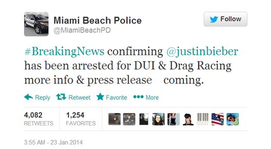 Miami Police Tweet