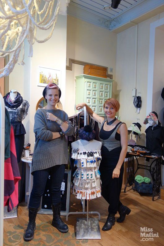 Minna Särelä of Paloni boutique with resident 'trashionista' and blogger Outi Pyy, the ultimate source on recycled, sustainable fashion