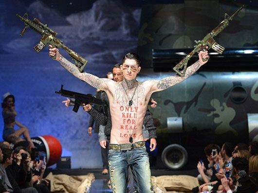 German Designer Glorifies Guns at Milan Fashion Week