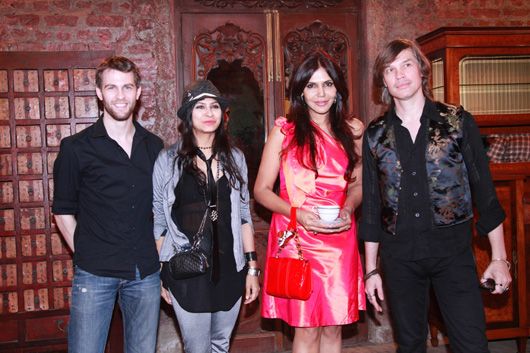 Pierre (owner, Suzette), artist Devaki Singh, Nisha JamVwal and Luke Kenny at an evening to celebrate Art Week at The Great Eastern Homes