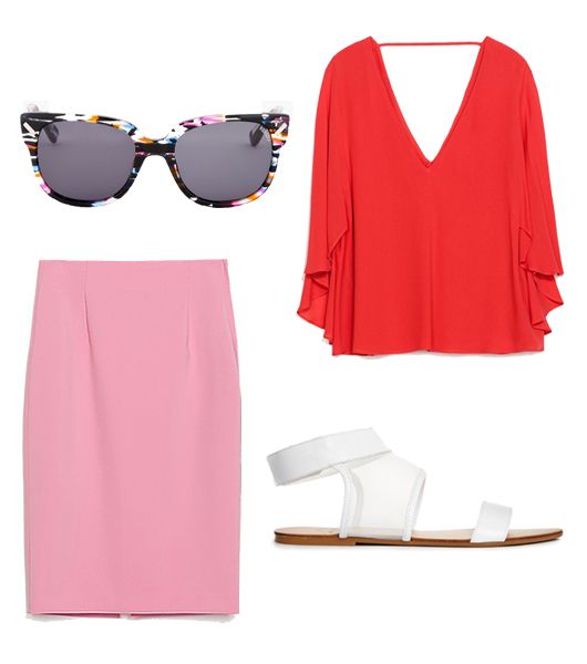 Top: Zara, Skirt: Zara, Sandals : Pieces (Asos), Sunglasses: Kenzo (Ssense.com)
