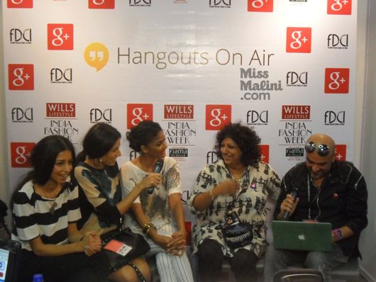 #MissMaliniHangouts with guest host, Gautam Kalra with Ambika Pillai, Carol Gracais, Pia Trivedi and Sapna Kumar at #WIFW