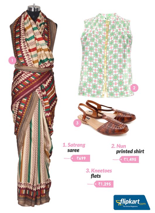 Shirting The Sari: With a printed shirt