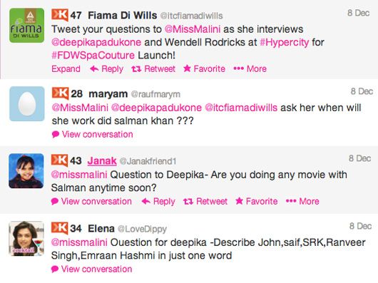 Twitter questions for Deepika