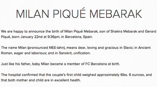 Singer Shakira Gives Birth to a Healthy Baby Boy in Barcelona