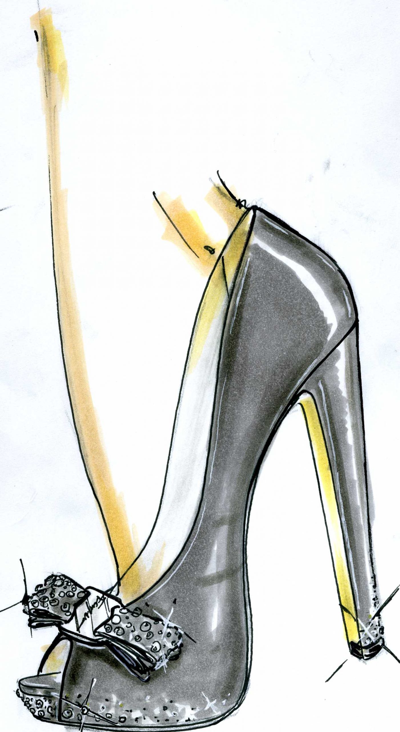 Sketch of Sonam Kapoor's made-to-order Ferragamo pumps as part of "Shoes for a Star" project (Photo courtesy | Salvatore Ferragamo)