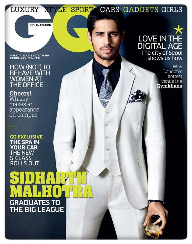 Sidharth Malhotra on the cover of GQ India's February 2014 issue (Photo courtesy | GQ India)
