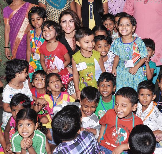 Soha Ali Khan with the kids at Muktangan