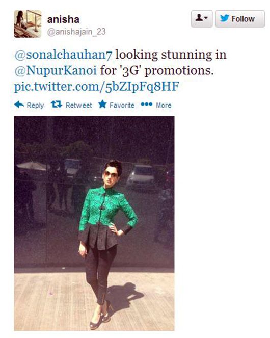 Sonal Chauhan (photo courtesy | Twitter @anishajain_23)