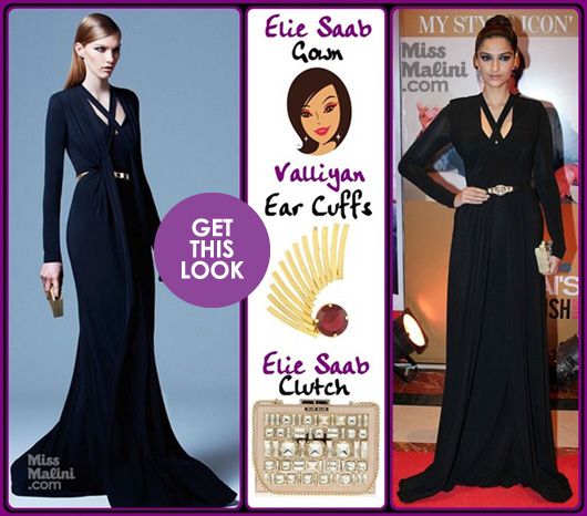 Get This Look: Sonam Kapoor in Black Elie Saab Gown