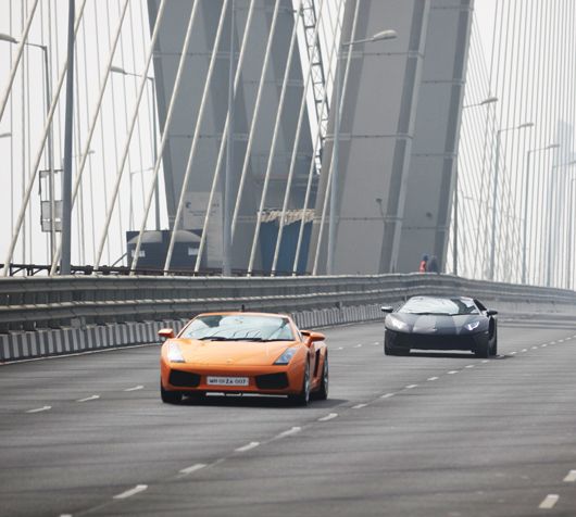 Supercars on the Sea Link in Mumbai