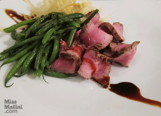 Tataki beef with black pepper, green beans and caramel sauce at The Fusion Restaurant and Bar