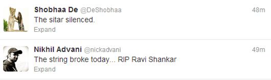 Tweets from author Shobhaa De and film-maker Nikhil Advani