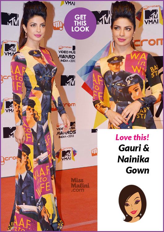 Get This Look: Priyanka Chopra in Gauri &#038; Nainika Print Gown