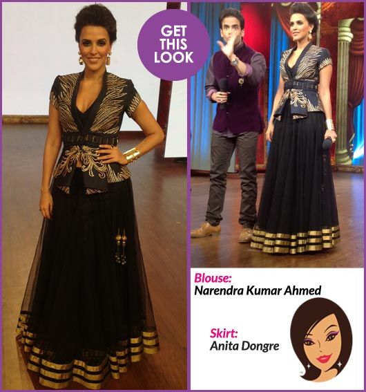 Get This Look: Neha Dhupia in Anita Dongre & Narendra Kumar