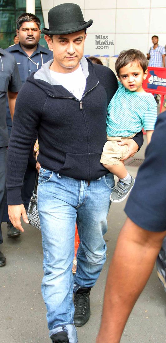 Super Cute! Aamir Khan Spotted With Baby Azad